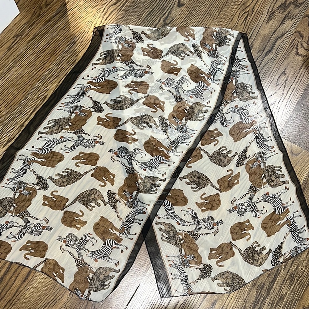 Vintage safari cheetah giraffe zebra silk scarf
